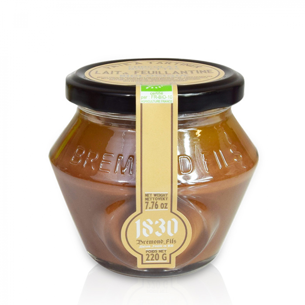 Pate A Tartiner Bio Noisettes Lait Et Feuillantine Maison Bremond