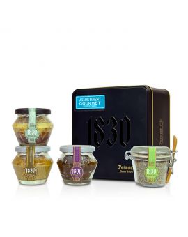 Metal box set of 4 Gourmet Jars