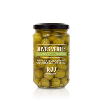 Olives vertes aglandau cassées au fenouil