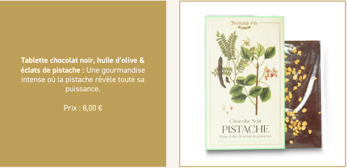 tablette chocolat aux éclats de pistache